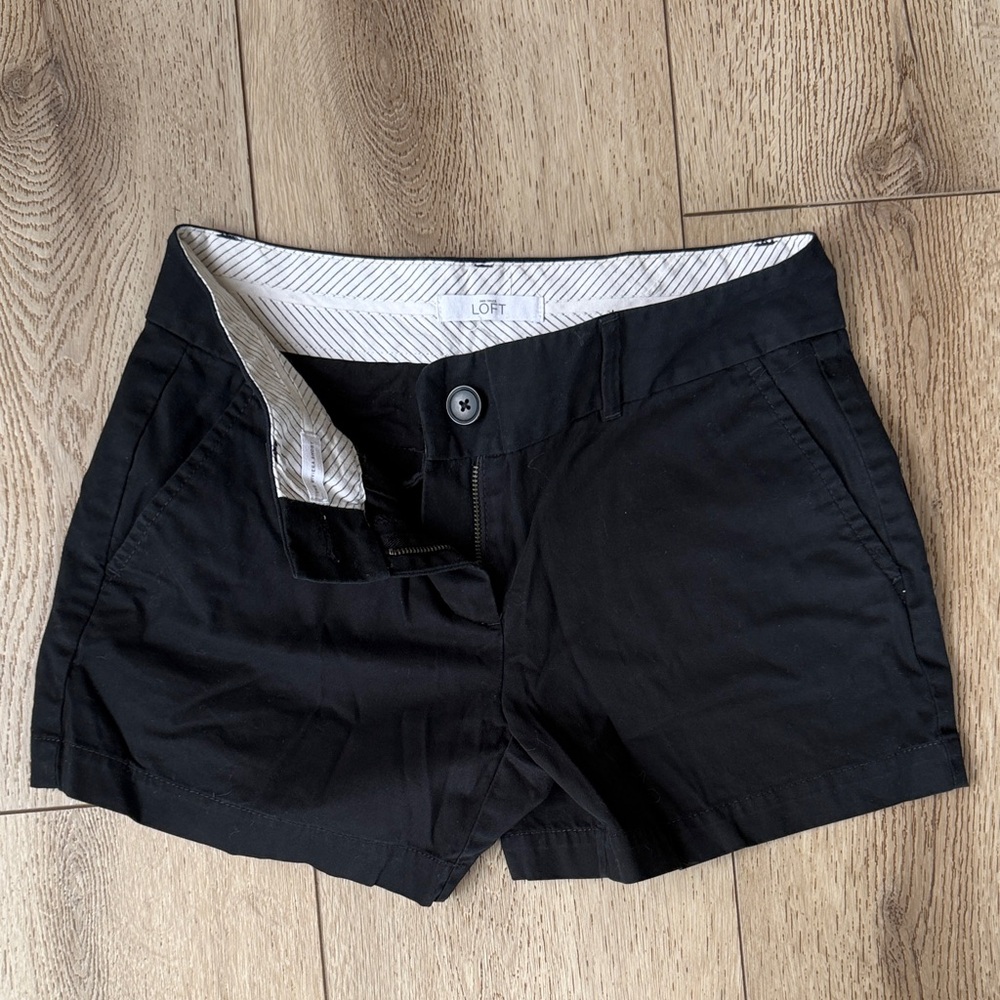 LOFT Black High-Rise Cotton Blend Women’s Shorts